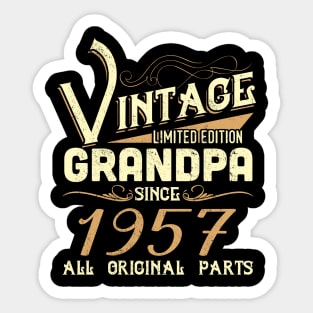 Vintage Grandpa Since 1957 Funny Man Myth Legend Daddy Sticker